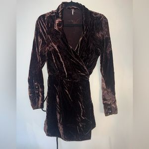 Free People Brown Burnout Velvet Romper